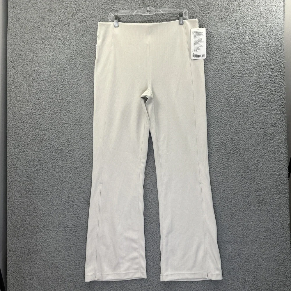 NWT Lululemon Brushed Softstreme Rip Zip Flare Pants Bone Athletic Women 14 x 33